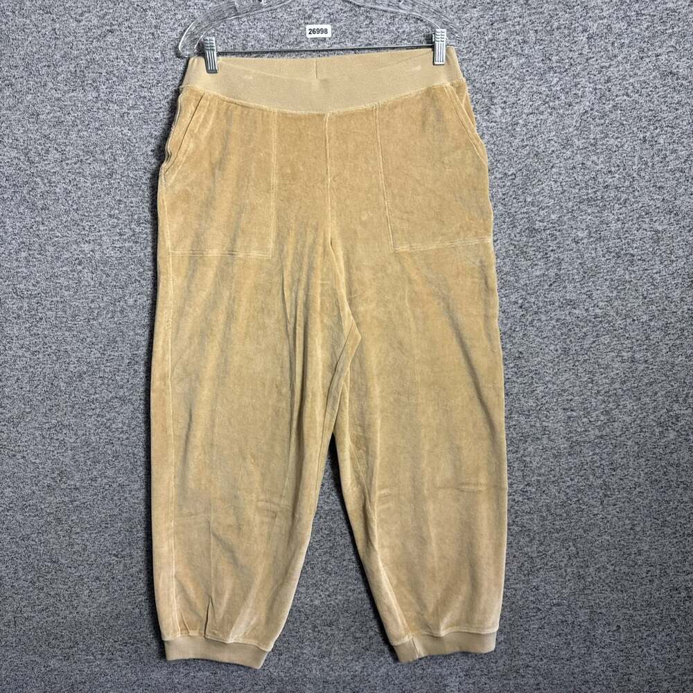Pact Women's Large Beige Organic Cotton Pure Velour Jogger Pull On Pants